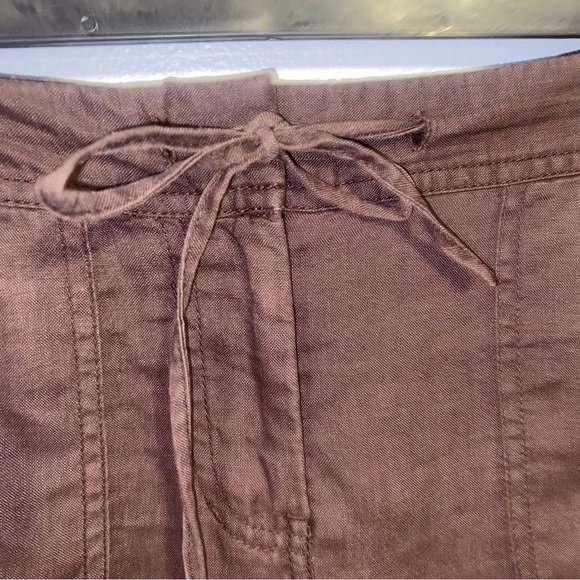 The Limited Cassidy Fit Brown Linen Drawstring Waist Crop Length Size 12 Pants - Picture 3 of 9